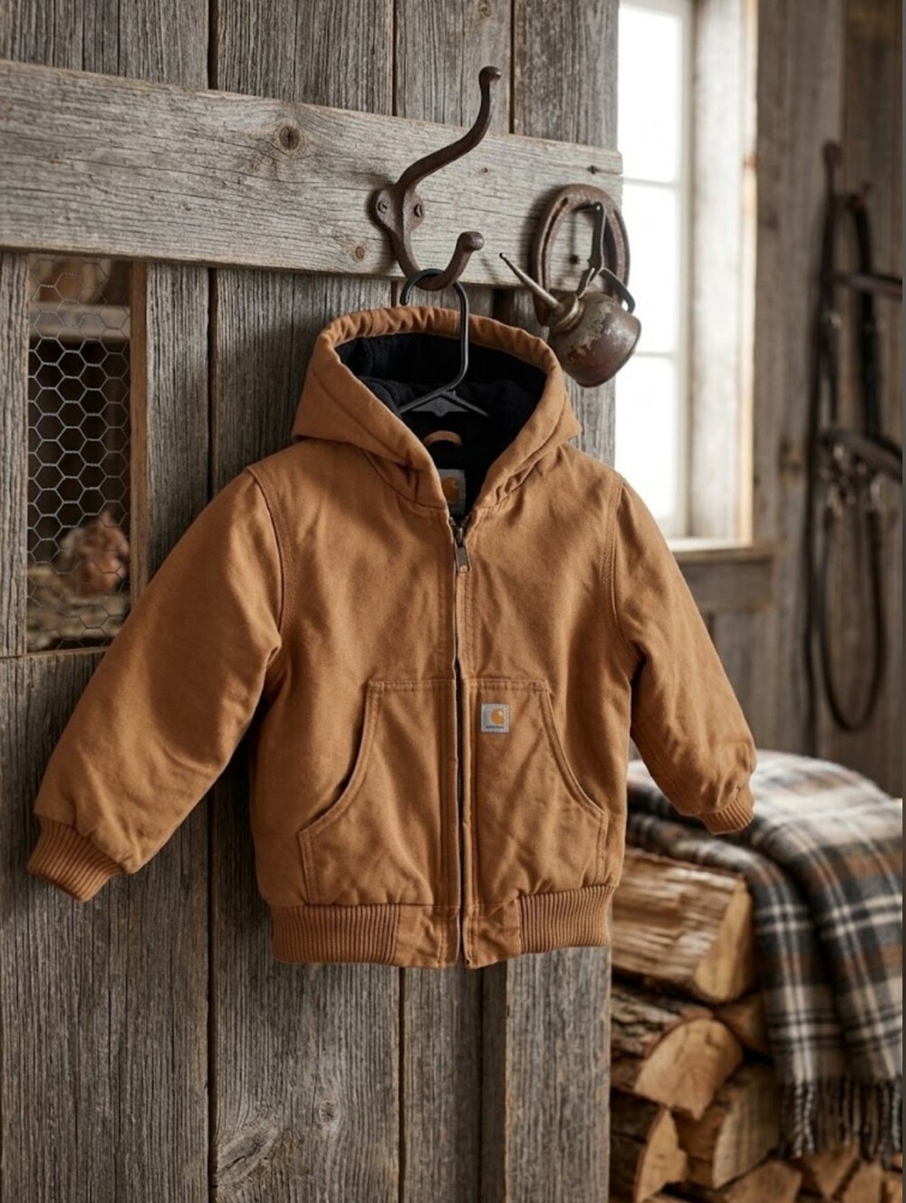 Carhartt Toddler Cotton Duck Active Jac Brown Hooded Jacket